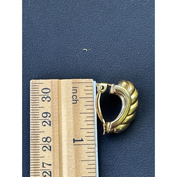 Vintage Oscar de la Renta Gold Rope Twist Clip On Earrings Signed Classic 1980s - Picture 8 of 8